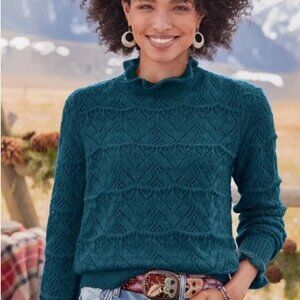 Sweater – Teal Ruffle Wool Cashmere Blend